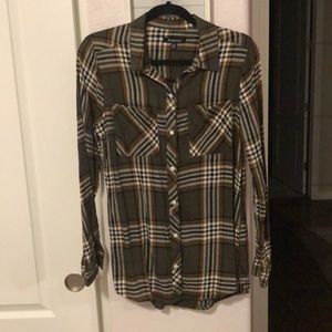 NWOT Olive Flannel Style Button Down